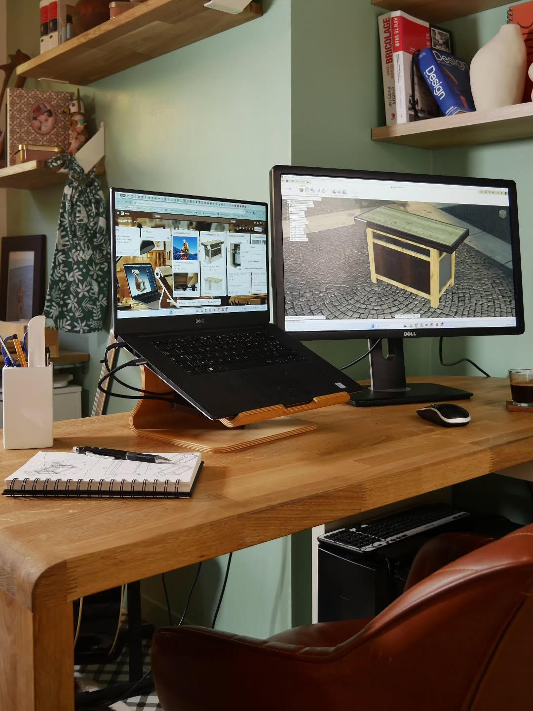 Pièce de travail calme et lumineuse où les projets Spaziera sont étudiés, dessinés et préparés avant leur réalisation.